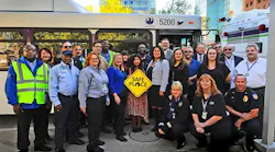 Phoenix Mayor Greg Stanton, Phoenix Vice Mayor Kate Gallego and Phoenix Councilmember Laura Pastor along with representatives from Valley Metro, City of Phoenix, Tumbleweed Center for Youth Development, Transdev, First Transit and Allied Universal celebrate the expansion of Safe Place to Valley Metro and Phoenix buses.