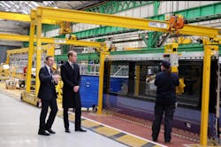 The Duke meeting apprentices & former apprentices to see how the trains are constructed at the Bombardier Rail factory in the city. The Duke meeting apprentices & former apprentices to see how the trains are constructed at the Bombardier Rail factory in the city.