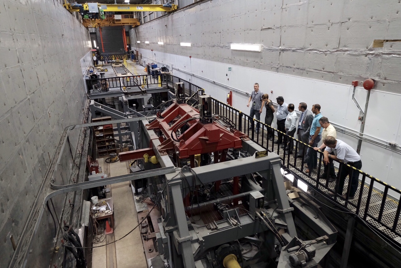 Josipa Petrunic and a group on a tour at the National Research Council's Testing Facility in Ottawa.