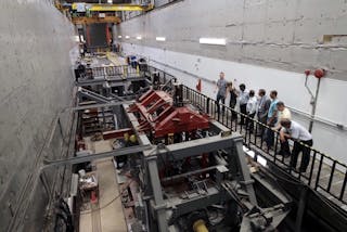 Josipa Petrunic and a group on a tour at the National Research Council&apos;s Testing Facility in Ottawa.