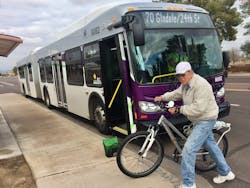 The 28 buses cost about $23.5 million and are paid for with federal and regional transit funds. The 28 buses cost about $23.5 million and are paid for with federal and regional transit funds.
