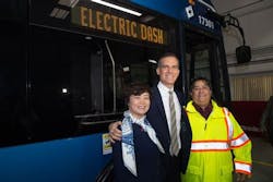BYD America President Stella Li joins Los Angeles Mayor Eric Garcetti at the Launch of BYD Electric Buses Along LADOT’s DASH Lines. BYD America President Stella Li joins Los Angeles Mayor Eric Garcetti at the Launch of BYD Electric Buses Along LADOT’s DASH Lines.