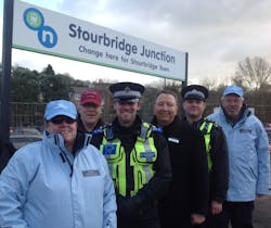 From l to r: Rail Pastor Alison Underwood, Stourbridge Street Pastor Chair David Watts, PCSO Aaron Tiso, London Midland Head of Corporate Affairs Francis Thomas, Inspector Dave Rams, Rail Pastor Steve Underwood. From l to r: Rail Pastor Alison Underwood, Stourbridge Street Pastor Chair David Watts, PCSO Aaron Tiso, London Midland Head of Corporate Affairs Francis Thomas, Inspector Dave Rams, Rail Pastor Steve Underwood.