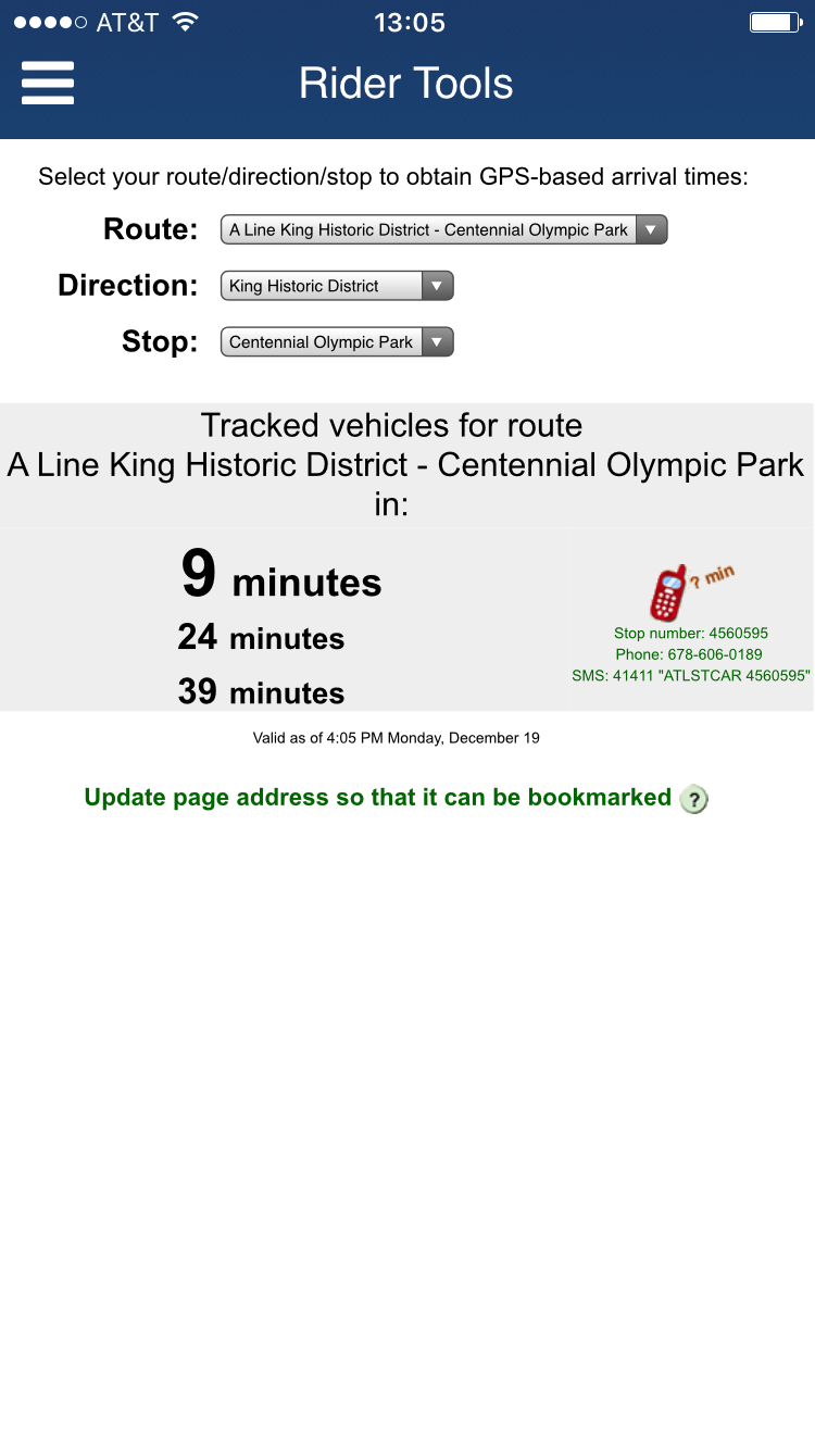 Atlanta Streetcar App.