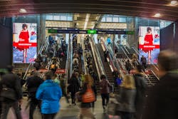 The “Britomart Towers” are a galvanizing pair of premium 6mm NanoSlim digital displays. They are placed on either side of the main commuter escalators in Britomart Transport Centre, a busy transportation hub that combines a bus interchange with a railway station in Auckland, New Zealand. The “Britomart Towers” are a galvanizing pair of premium 6mm NanoSlim digital displays. They are placed on either side of the main commuter escalators in Britomart Transport Centre, a busy transportation hub that combines a bus interchange with a railway station in Auckland, New Zealand.
