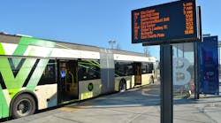 The Vancouver mall station features real-time arrival information.