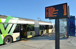 The Vancouver mall station features real-time arrival information. The Vancouver mall station features real-time arrival information.