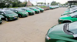 The first e-taxi fleet in Singapore ready for service.