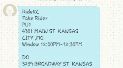 Sample of the automated trip reminder.