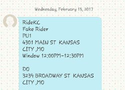 Sample of the automated trip reminder. Sample of the automated trip reminder.