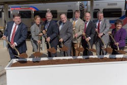 (from left): Tom F. Mortiz, Amtrak senior director business development; Michelle Kichline, chair of Chester County Commissioners; Toby Fauver, PennDOT deputy secretary for multimodal transportation; Pennsylvania Sen. Andy Dinniman (D-19); Trip Lukens, Tredyffrin board of supervisors chairman; Jeffrey Knueppel, SEPTA general manager; Joe McHugh, Amtrak vice president state supported services and business development; and Theresa Garcia Crews, U.S. Department of Transportation region 3 administrator.