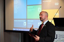 Marc Schaffert, head of sales and branch manager Switzerland, presented the latest developments of the IVU.pad at the 29th User Forum of IVU Traffic Technologies AG in Berlin. Marc Schaffert, head of sales and branch manager Switzerland, presented the latest developments of the IVU.pad at the 29th User Forum of IVU Traffic Technologies AG in Berlin.