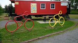 Bike shaped bike racks. Bike shaped bike racks.