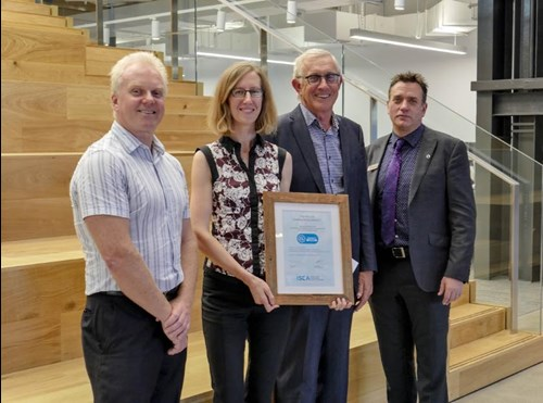 Photo (Left to right): Dale Burtenshaw, project director, Downer and Soletanche Bachy Joint Venture, Liz Root, CRL principal sustainability advisor, CRL Project Director Chris Meale and Antony Sprigg, CEO ISCA