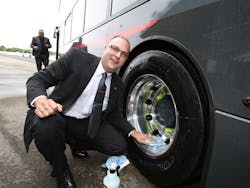 National Express' Matt Jukes polishing the alloys on a low-carbon Platinum. National Express' Matt Jukes polishing the alloys on a low-carbon Platinum.