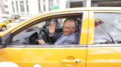Mayor Bolivar Castillo in BYD e5 taxi.