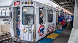 CTA PIO Jeffrey Tolman said they decked out a CTA train and bus with special Chicago Cubs World Series wraps that featured the Cubs blue “W” and Cubs logos to celebrate the victory, which went into service after the rally.