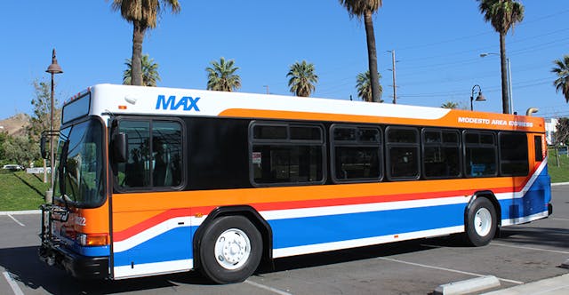 Refurbished transit bus for Modesto.