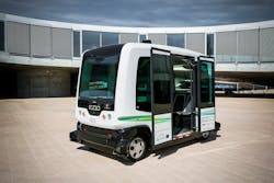Easymile’s EZ10 is a driverless, electric shuttle that can carry up to 12 people. Easymile’s EZ10 is a driverless, electric shuttle that can carry up to 12 people.