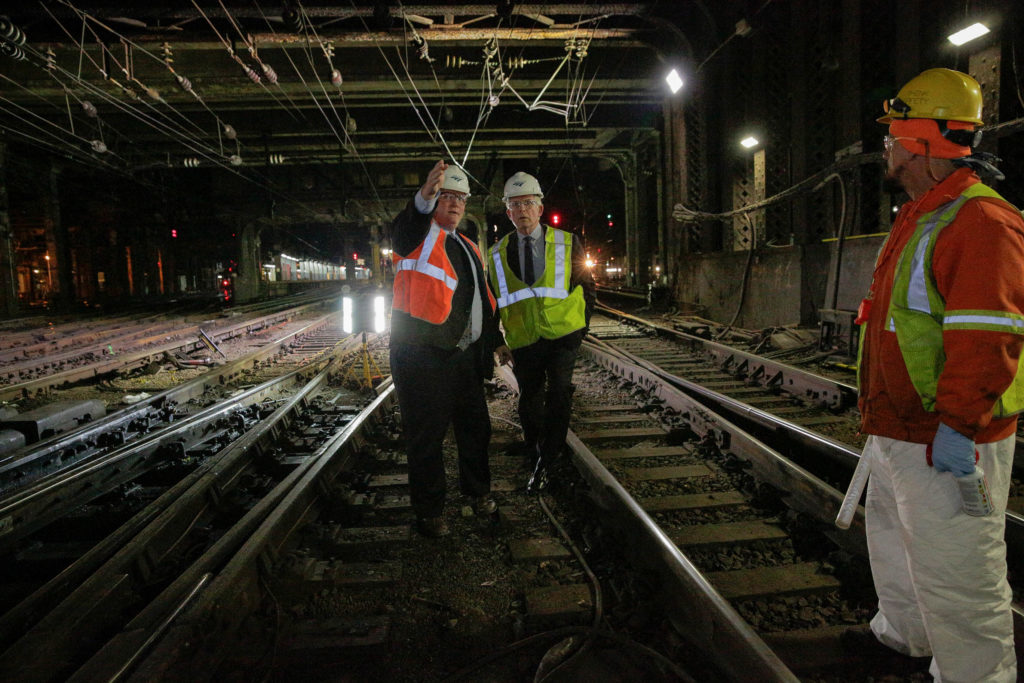 Wick Moorman visiting track work.