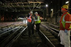 Wick Moorman visiting track work. Wick Moorman visiting track work.