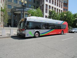 New Flyer debuts Metro e bus at US DOT Earth Day Fair.