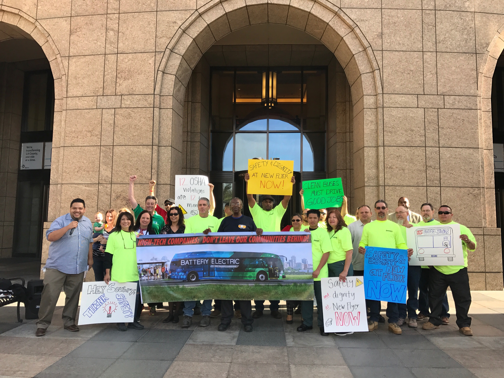 Coalition held a rally outside Los Angeles County Transportation Authority headquarters.