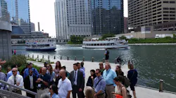Attendees of Transport Chicago get a tour of the Chicago Riverwalk, which had its grand opening May, 2017.