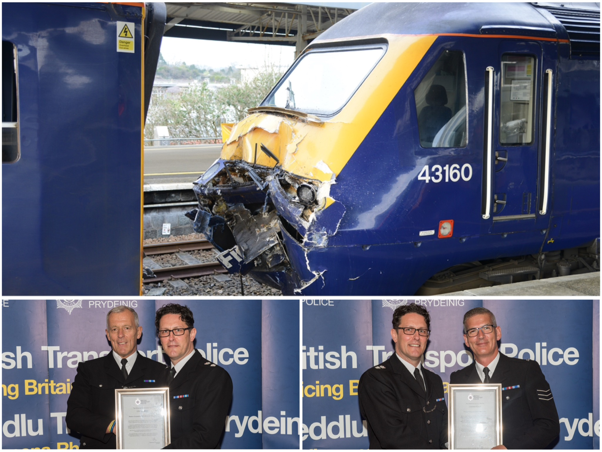 Officers who responded to Plymouth train crash commended.