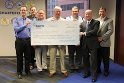 from Left to Right: Jeff Kelley - business development lead, Ameren Missouri; Rich Wright - manager energy efficiency, Ameren Missouri; David Dietzel - chairman of Bi-State Development Board of Commissioners; Ray Friem - executive director, Metro Transit; John Nations – president and chief executive officer, Bi-State Development; Mike Mueller – vice president of economic and technology development, Ameren Missouri. from Left to Right: Jeff Kelley - business development lead, Ameren Missouri; Rich Wright - manager energy efficiency, Ameren Missouri; David Dietzel - chairman of Bi-State Development Board of Commissioners; Ray Friem - executive director, Metro Transit; John Nations – president and chief executive officer, Bi-State Development; Mike Mueller – vice president of economic and technology development, Ameren Missouri.