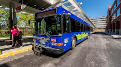 A newly branded GMT bus at the Downtown Transit Center.