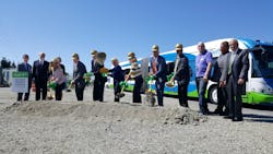 Local, state and federal officials celebrate the groundbreaking of Community Transit&rsquo;s Swift Green Line in Everett. Sen. Patty Murray is in center.
