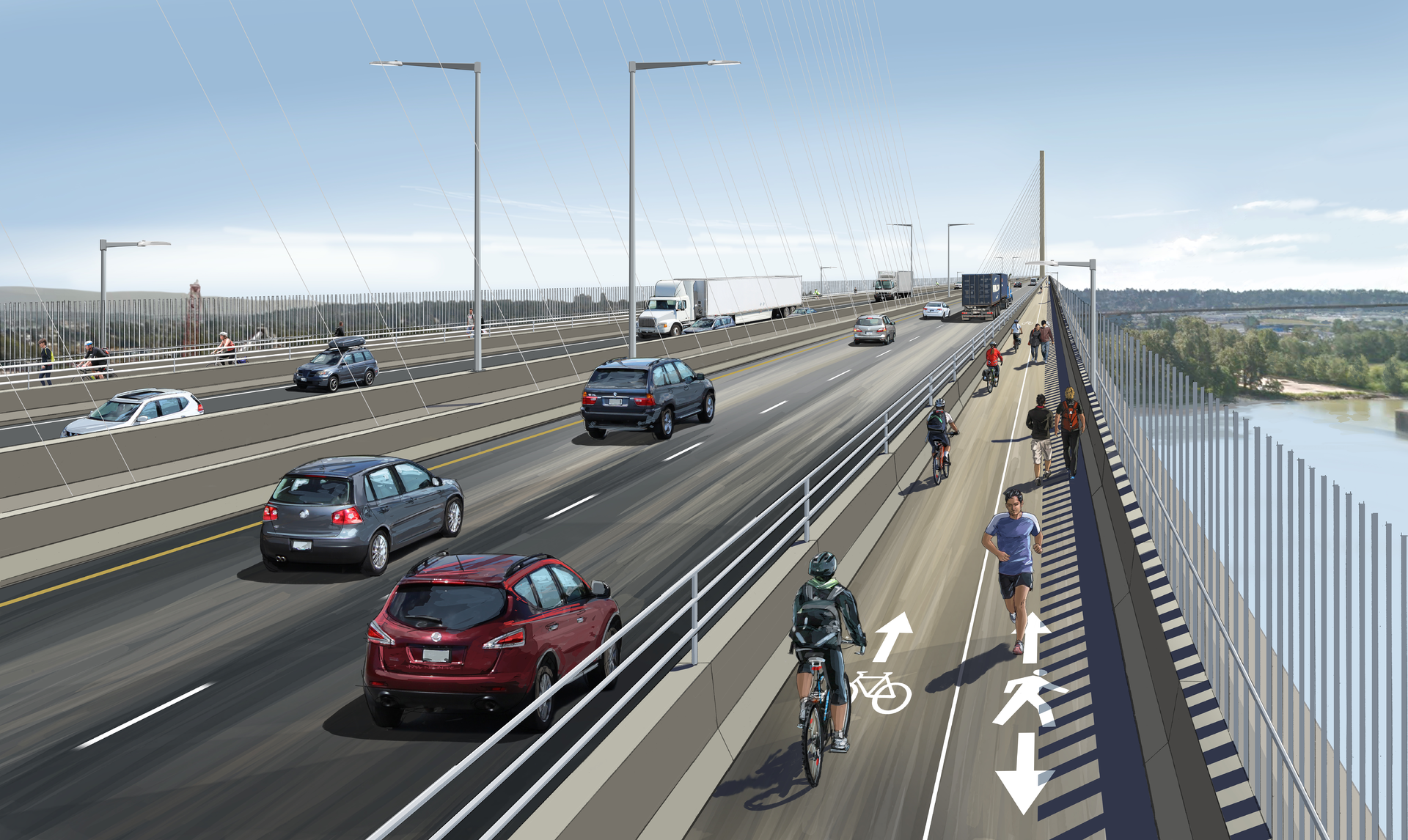 Artist&rsquo;s rendering of proposed bridge deck design.