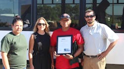 Pictured left to right: Dorothy Claw, Kim Yoder of ARBOC Specialty Vehicles, Governor Montoya, Gary Guinn of Creative Bus Sales. Pictured left to right: Dorothy Claw, Kim Yoder of ARBOC Specialty Vehicles, Governor Montoya, Gary Guinn of Creative Bus Sales.