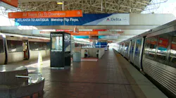 MARTA Red and Gold Lines travel directly to the Domestic Terminal at ATL, in the domestic terminal between the North and South baggage claims.