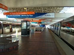 MARTA Red and Gold Lines travel directly to the Domestic Terminal at ATL, in the domestic terminal between the North and South baggage claims. MARTA Red and Gold Lines travel directly to the Domestic Terminal at ATL, in the domestic terminal between the North and South baggage claims.