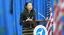 Wang presenting at the Department of Transportation.