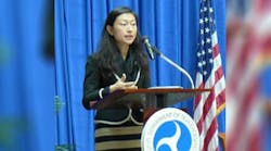 Wang presenting at the Department of Transportation.