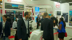 Visitors at the BYD booth.