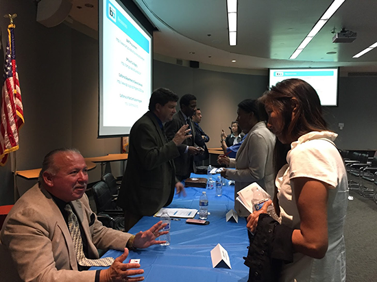Members of a BART panel answer questions after a Measure RR Kick-off Event.