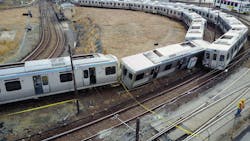 Photo of Feb. 21, 2017, SEPTA rear-end collision in Upper Darby, Pennsylvania. Photo of Feb. 21, 2017, SEPTA rear-end collision in Upper Darby, Pennsylvania.