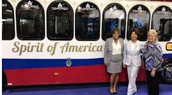 L-R: Dep. K. Jane Williams, FTA; Sec. Elaine Chao, DOT; Nancy Munoz, Specialty Vehicles. L-R: Dep. K. Jane Williams, FTA; Sec. Elaine Chao, DOT; Nancy Munoz, Specialty Vehicles.