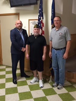 (Left to Right) Michael Bernhardt, director of mobility services, rabbittransit; Joseph Colonna, post commander, VFW Post 537; and Charles Yost, post chaplain, VFW Post 537. (Left to Right) Michael Bernhardt, director of mobility services, rabbittransit; Joseph Colonna, post commander, VFW Post 537; and Charles Yost, post chaplain, VFW Post 537.