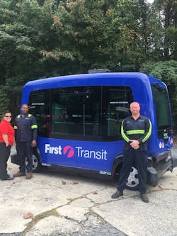 Easymile’s EZ10 electric shuttle is manufactured by Ligier and can transport up to 12 people. Easymile’s EZ10 electric shuttle is manufactured by Ligier and can transport up to 12 people.