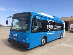 BYD battery-electric coach buses for Kansas City Airport.