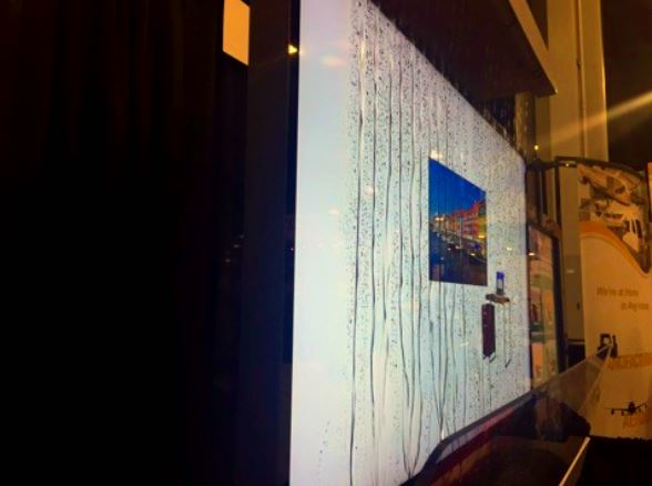 Peerless-AV's outdoor display is entirely encased, making it waterproof and dust proof.