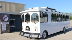 Trolley outside of Brown Industries. Trolley outside of Brown Industries.