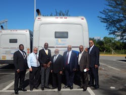 (L-R) Alex Linton, Barbados Transit Authority director; James Fourcade, BCT director of maintenance; Michael Lashley, Barbados minister of Transportation; Abdul Pandor, Barbados Transport Authority chairman; Barbados Consul General Colin Mayers; Corwin Gibbs, BCT director of bus operations; and Chris Walton, director of Broward County Transportation. (L-R) Alex Linton, Barbados Transit Authority director; James Fourcade, BCT director of maintenance; Michael Lashley, Barbados minister of Transportation; Abdul Pandor, Barbados Transport Authority chairman; Barbados Consul General Colin Mayers; Corwin Gibbs, BCT director of bus operations; and Chris Walton, director of Broward County Transportation.