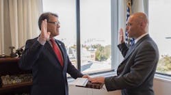 US Department of Energy Secretary Rick Perry swears in Bruce J. Walker, Assistant Secretary for the Office of Electricity Delivery and Energy Reliability.