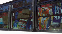 DART bus stuffed with donations at the Food Bank.